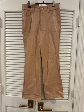 Dkny Tan Faux-Leather Bootcut Pants